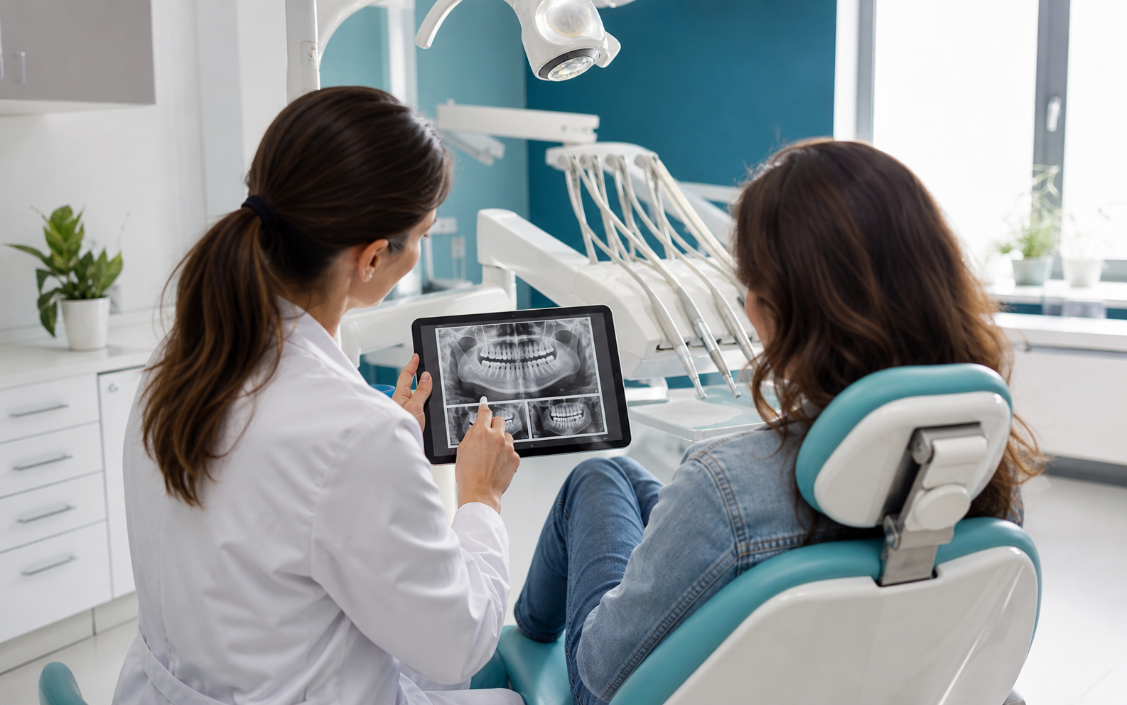Consulta dental tranquila con explicación al paciente